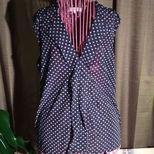 Eden & Olivia Blue Polka Dot Sleeveless Blouse